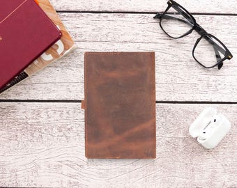 Passato Leather Journal Cover, A5 Genuine Leather Notebook Cover with Card Slots, Suede Lining and Strap Closure, Best Gift
