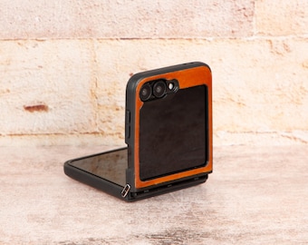 Genuine Leather Samsung Galaxy Z Flip 6 Snap-On Case, Personalized Z Flip 6 Case, Best Gift Phone Case Z Flip 6, Anniversary Gift