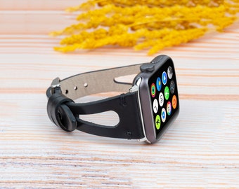 Fitbit Uhrenarmband Fitbit Versa 1 2 3 4 Lite Leder Uhrenarmband schlank Leder Fitbit Armband Sense 1 Sense 2 Geschenke für Sie, handgefertigt, schwarz