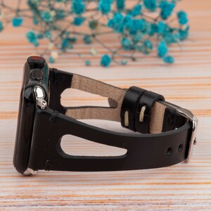 Fitbit Klockarmband Fitbit Versa 1 2 3 4 Lite Läderarmband Smalt Läder Fitbit Armband Sense 1 Sense 2 Presenter till Henne, Handgjort, Svart bild 6