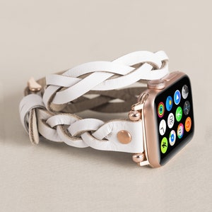 Slim Leather Apple iWatch Band, Apple Watch Bracelet, Apple Watch Double Wrap, Womens Gift Apple Watch Strap, Handmade iWatch Leather Band