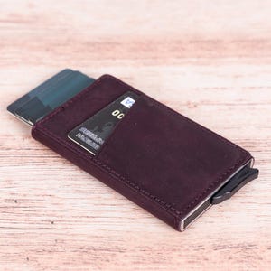 Visitenkartenhalter, Leder Kartenetui, Echtleder Kreditkartenetui, Personalisierte Geldbörse, Damen Geldbörse, Pop-Up Hülle aus Leder, Geschenk