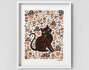 Small Print - Autumnal Kitty