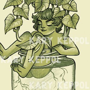 Art Print - Houseplant Illustration, Propagating Sweet Potato