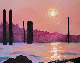 Original Art - Painting Study - Florence Oregon Sunset