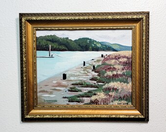 Original Framed Artwork - Paddle Park Newport Oregon Coast, Plein Air Landscape