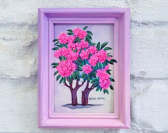Original Acrylgemälde - Pink Rhododendron Kunstwerk, Kary Keppol, Wohnkultur, Galerie Wandkunst