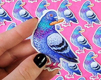 Vinyl Sticker - Pigeon, French Fry, Glossy Sticker Waterproof , Kary Keppol, Weatherproof Sticker,