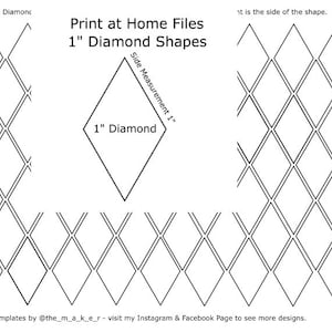 Printable EPP Paper Pieces Templates. 1&quot; Diamonds for English Paper Piecing. Digital Download SVG & PDF. Print at Home. Quilting Templates.