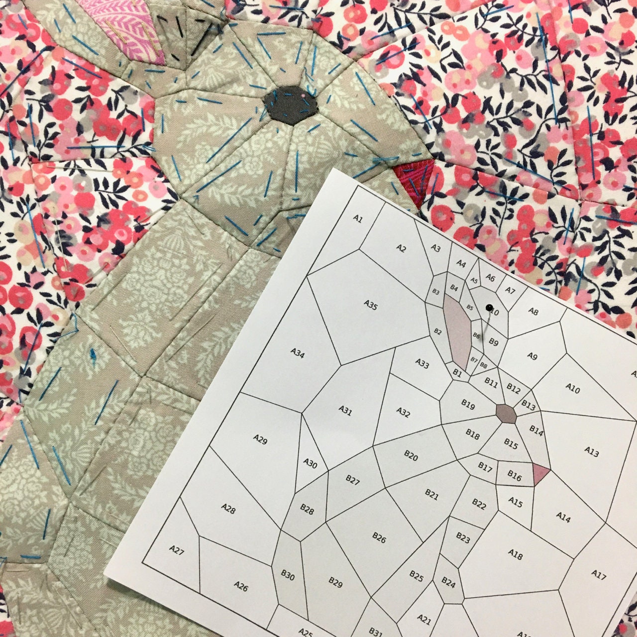 English Paper Piecing Pattern. Bunny Rabbit. Panel 5 . PDF Download ...