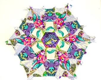 Hexie Starburst-quiltblokpatroon. 20 cm doorsnee. Engelse Paper Piecing. Digitale PDF-download. SVG-snijbestand. EPP-sjablonen.