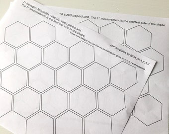 Hexagons Printable EPP Templates. 1" Hexagons for English Paper Piecing. Digital Download Paper Pieces. Print at Home.