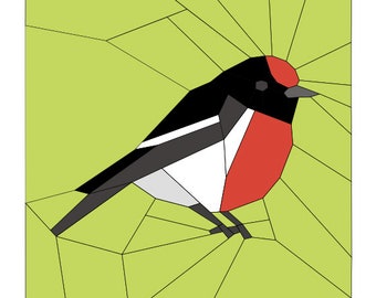 Download Digital. Modelos EPP. Padrão de colcha de pássaro ROBIN VERMELHO. Remendação de papel inglês. Padrão de colcha.