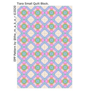 Tiara Small Quilt Block. EPP English Paper Pieces Templates. Print and cut at home pattern paper pieces. PDF and SVG Digital Files.