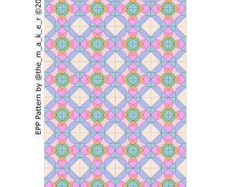 Tiara Small Quilt Block. EPP English Paper Pieces Templates. Print and cut at home pattern paper pieces. PDF and SVG Digital Files.