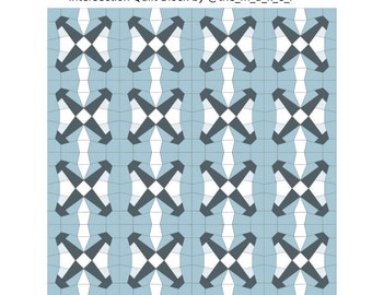 EPP templates.  English Paper Piecing Quilt Pattern. 'Intersection' Small Quilt Block. PDF downloadable Pattern.