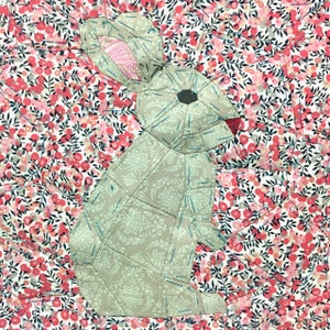 English Paper Piecing Pattern. Bunny Rabbit. Panel 5 . PDF download Template. Sewing Pattern. Quilting. Patchwork. Hand Sewing. Bunny Quilt.