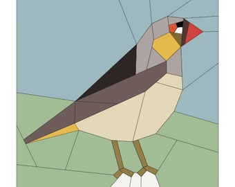 Modelos EPP. Padrão de colcha de pássaro FINCH. Paper Piecing inglês. Padrão para download em PDF. Padrão digital.
