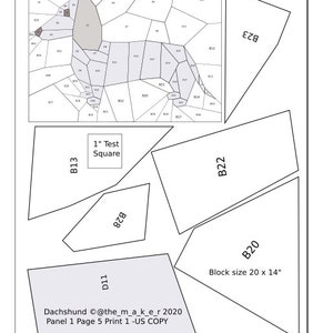 EPP Pattern template. Dachshund Dog Quilt Pattern. English Paper Piecing. PDF Download. Sewing Supplies. Quilting. Patchwork. image 7