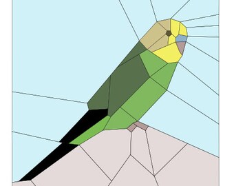 Digital Pattern. BUDGIE. EPP Templates. Bird Quilt Pattern. English Paper Piecing.  PDF downloadable Pattern.