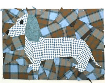 EPP Pattern template. Dachshund Dog Quilt Pattern.  English Paper Piecing. PDF Download. Sewing Supplies. Quilting. Patchwork.