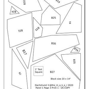 EPP Pattern template. Dachshund Dog Quilt Pattern. English Paper Piecing. PDF Download. Sewing Supplies. Quilting. Patchwork. image 6