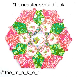 Motif de blocs de courtepointe Hexie Asterisk. 20 cm de diamètre. Rassemblement de papier anglais. Téléchargement numérique PDF. Fichier de découpe SVG. Modèles PPE.