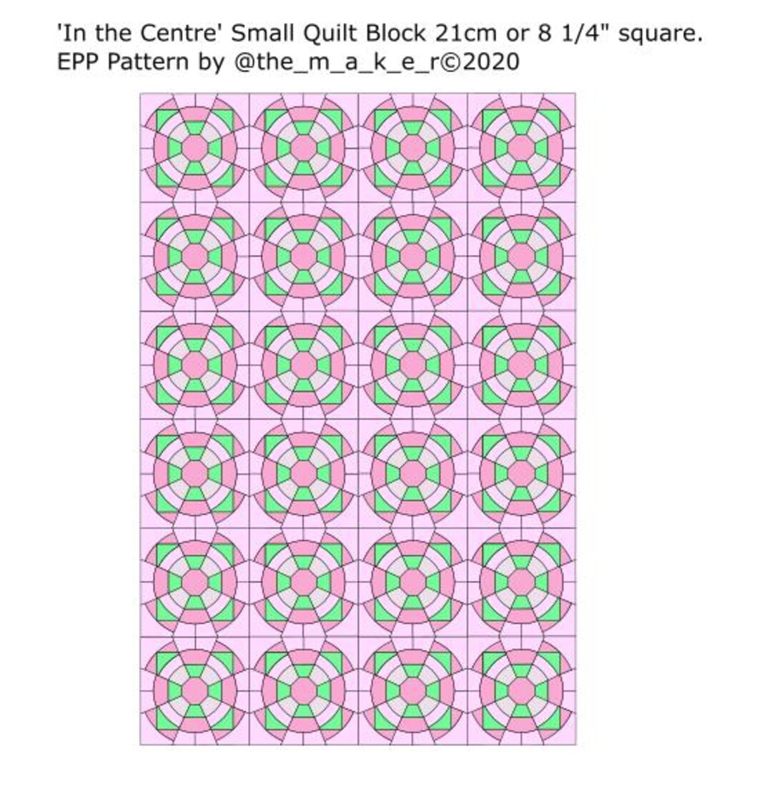 Box Centre Pattern In the Centre Small Quilt Block. EPP English Paper Pieces Templates ...