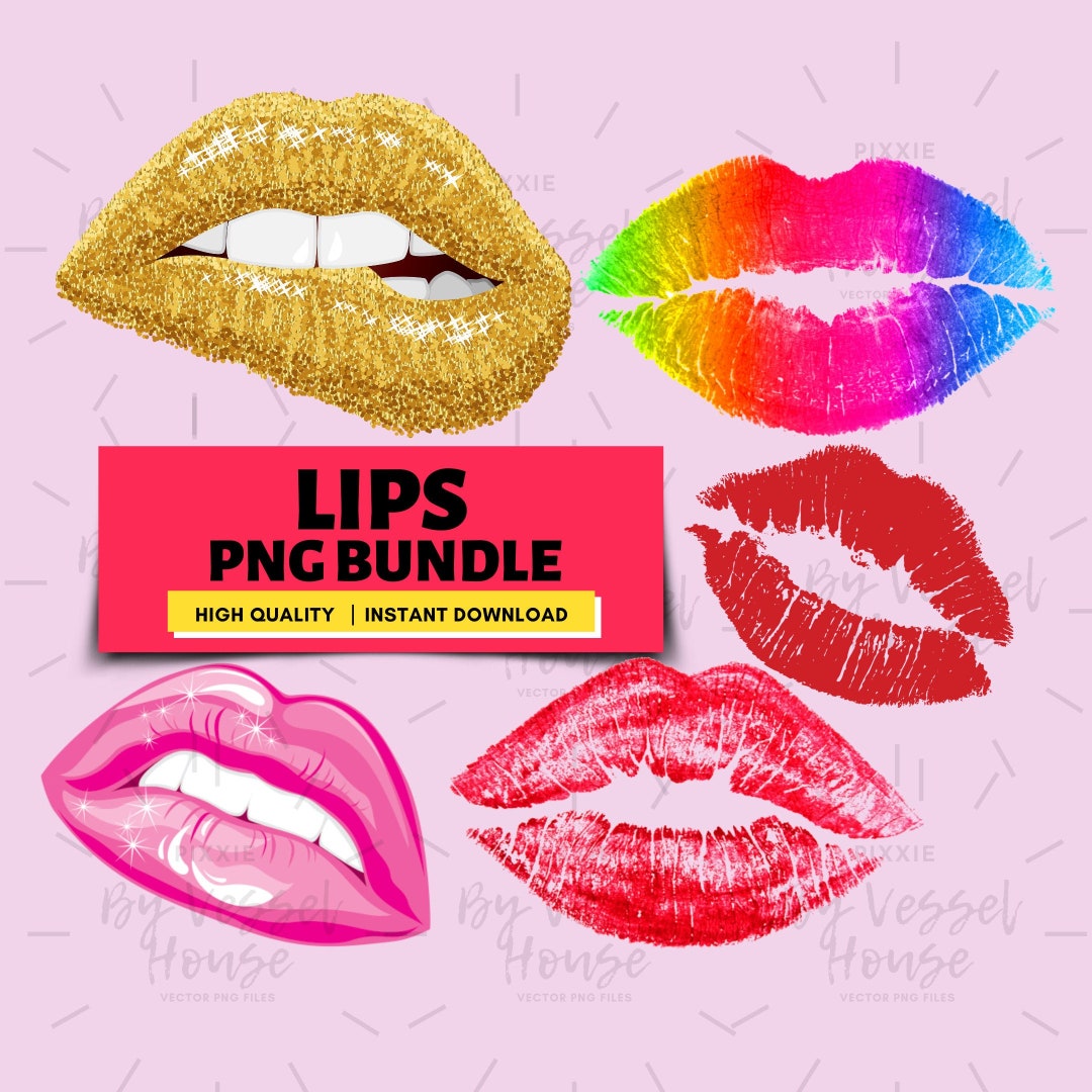 Dripping Lips PNG, Biting Lips PNG, Glitter Lips, Digital Download ...