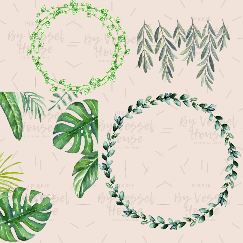 Download Greenery. Watercolor clipart. Garden svg. Wreath svg. Olive | Etsy