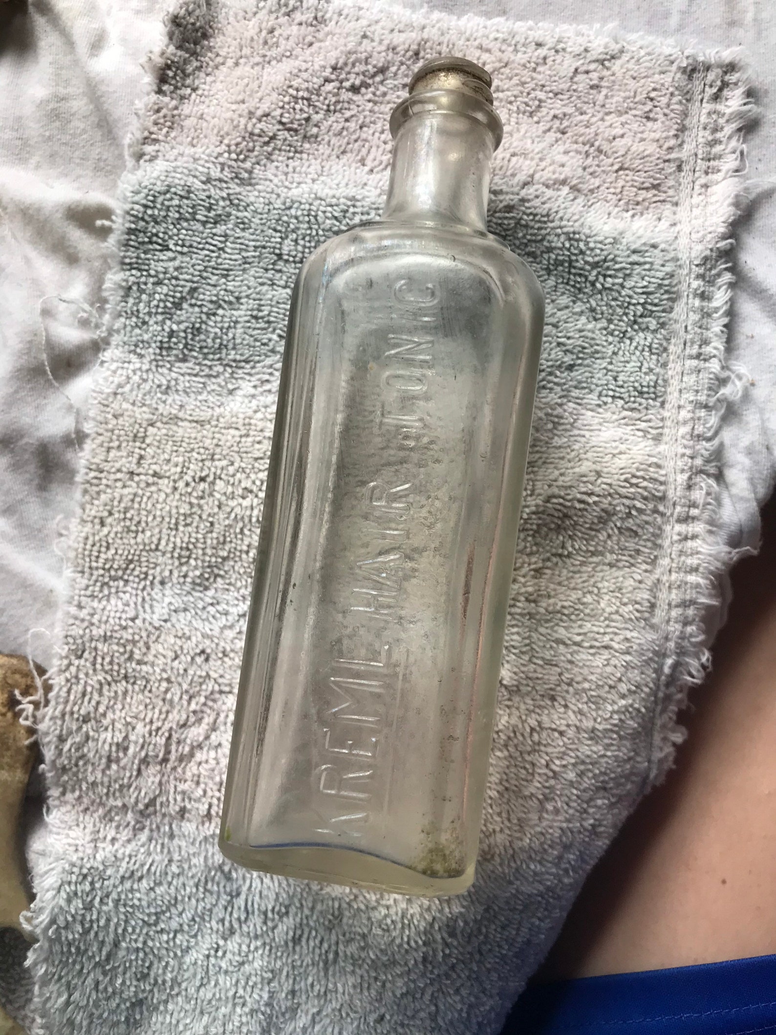 Antique glass kreml hair tonic bottle Etsy