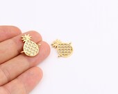 Shiny Gold Plated CZ Micro Pave pineapple Pendant , CZ Pave pineapple Charms , Cubic Zirconia Necklace Charms,SM-202357-1 ,17x17mm
