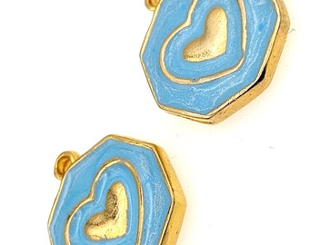 24 k Shiny Gold Plated Heart Charms Necklace Findings.18.5x22.5mm Heart Pendnats
