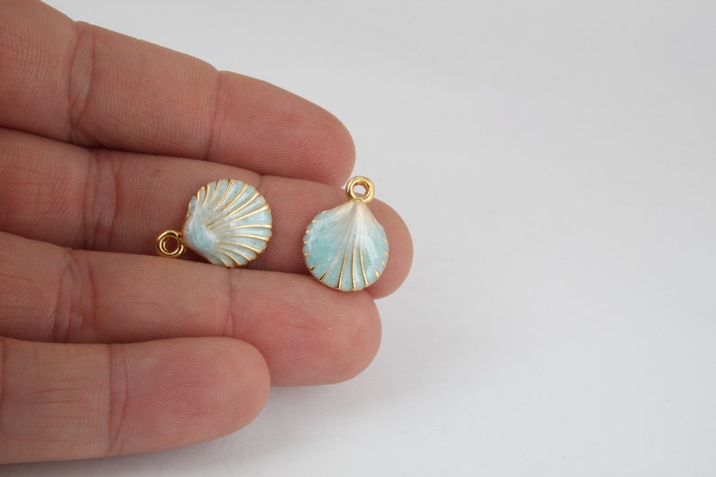 Necklace and Bracelet Findings,SM-202353-1 Shiny Gold Plated Shell Charms 9x10mm Cowrie Enamel Charms