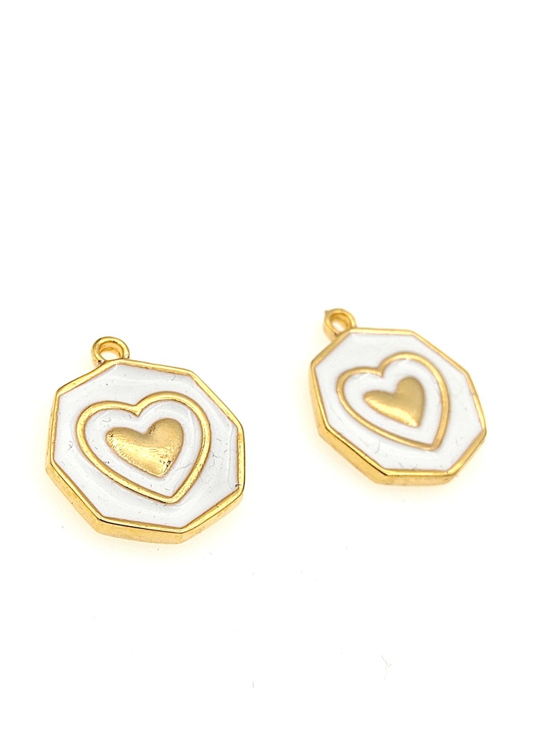 24 k Shiny Gold Plated Heart Charms Necklace Findings.18.5x22.5mm Heart Pendnats
