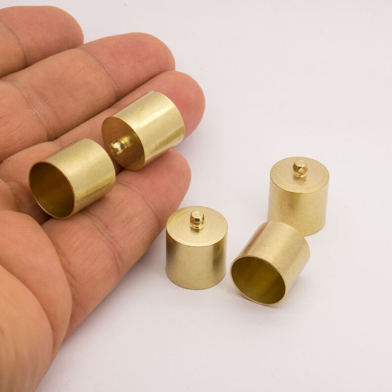 10 Pcs Raw Brass End Cap Solid Brass End Cap Tube End Hole Inner 14mm Cord End