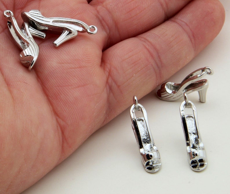 Shoe Figure Shiny Silver Plated Charm,Necklace Findings,25*12mm,SM-202206-2