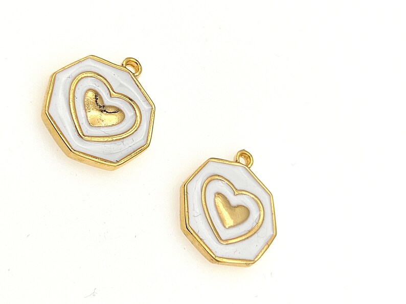 24 k Shiny Gold Plated Heart Charms Necklace Findings.18.5x22.5mm Heart Pendnats
