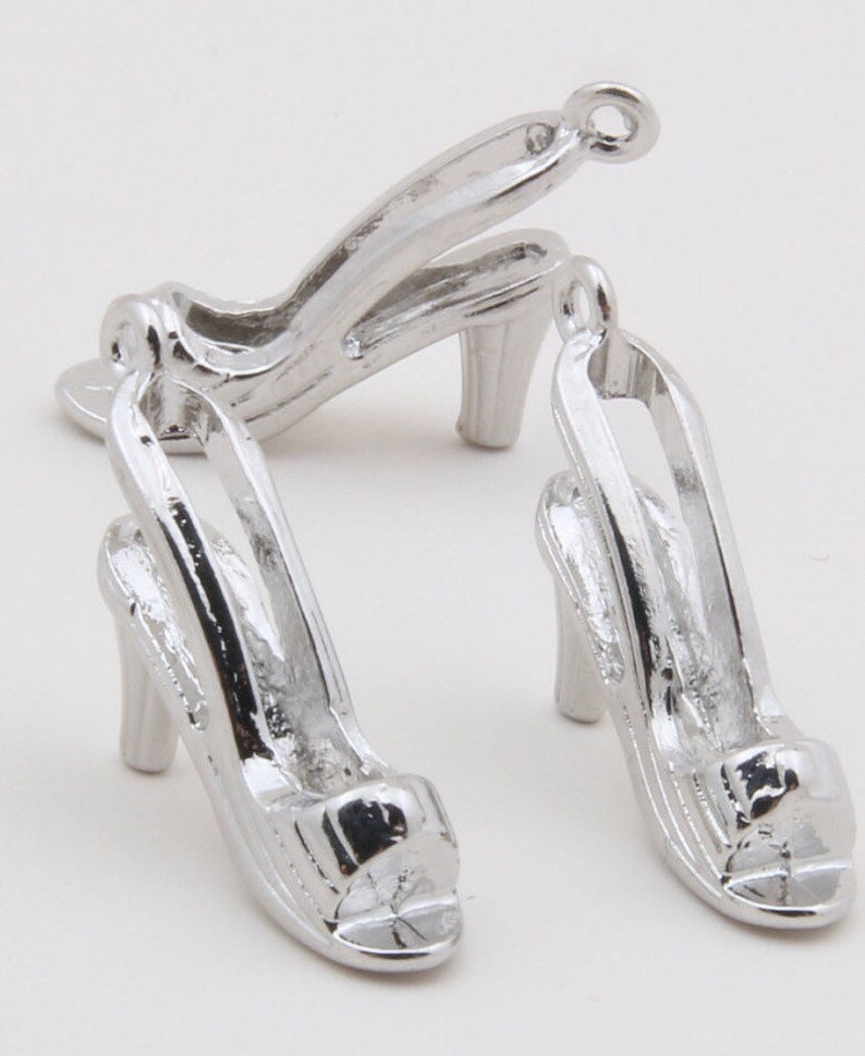 Shoe Figure Shiny Silver Plated Charm,Necklace Findings,25*12mm,SM-202206-2
