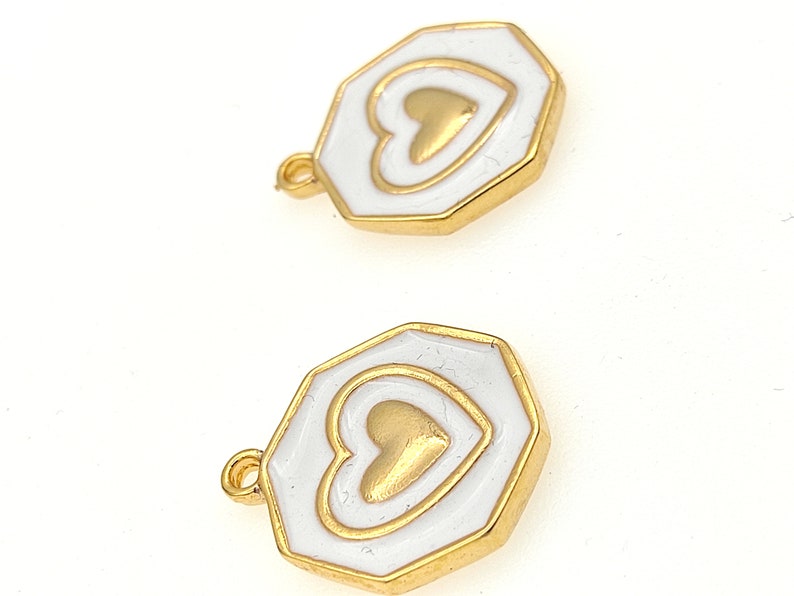 24 k Shiny Gold Plated Heart Charms Necklace Findings.18.5x22.5mm Heart Pendnats