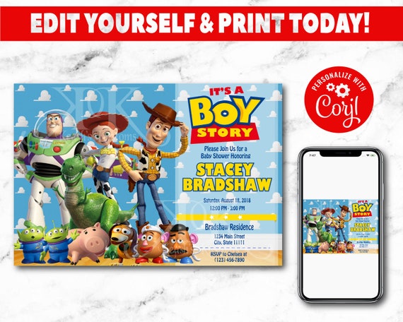 boy story baby shower invitations