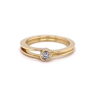 Round Natural Diamond Ring With a Half Split Band