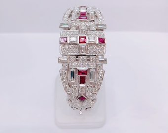 Vintage Style Fine Diamond Ruby Bangle