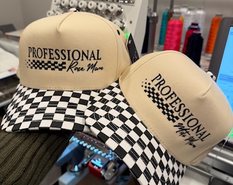 Womens Trucker Cap | Race mom hat | Checkered hat