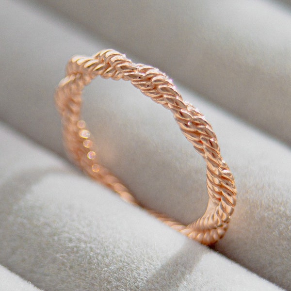 Rose Gold Woven Ring, Twisted Band, Braided Ring, Stacking Ring, Infinity Ring, Wedding Band, Valentine's Day  Gift, Gift For Her/family