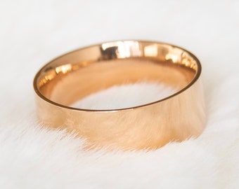 Gold Plated Wide Band Ring: Titanium Alloy Stacking Ring
