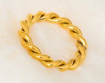 Thick Twisted Rope Stacking Ring, Gold Braided Statement Band, Minimal Woven Ring, Infinity Ring, Gift for her, Valentine's Day  Gift