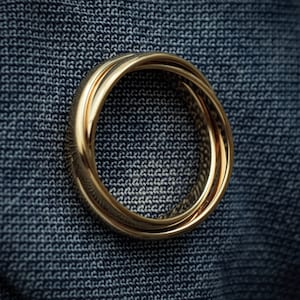 Gold Double/Triple Interlocked Ring •Fixed Position Intertwining Rings •Valentine's Day  Gift •Jewelry Gift For Her/Mom/Friend