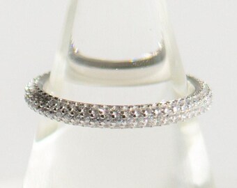 Sparkly Silver Ring: Dainty Glittering Band, Minimalist Wedding Jewelry