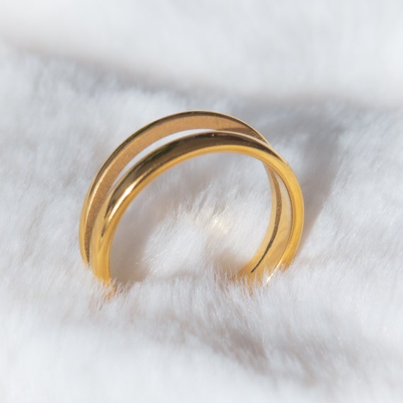 Double Band Ring, Gold Double Ring, Minimalist Ring for Women